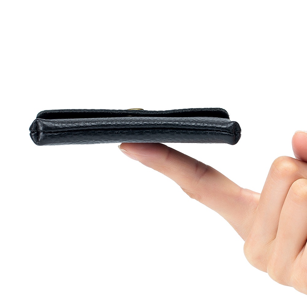 Ví da bò mini nhỏ gọn màu trơn đa dụng