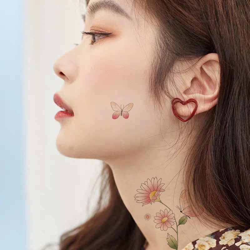 Set 30 hình xăm dán hình bướm 3D nhiều màu sắc cá tính cho nữ