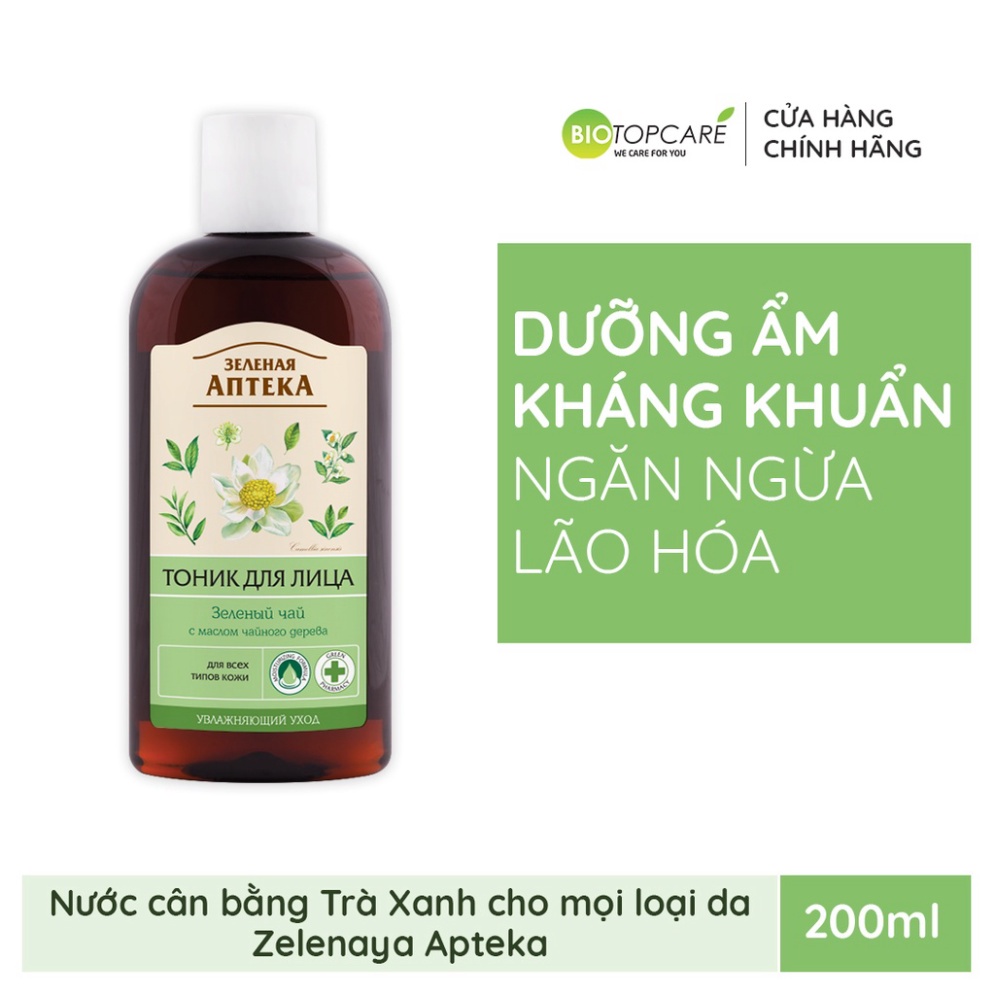 Nước cân bằng Zelenaya Apteka Trà xanh dành cho mọi loại da 200ml