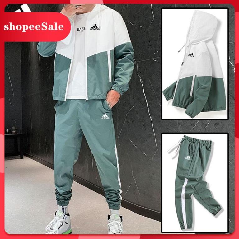 Bộ Đồ Thể Thao Adidas Tay Dài Có Mũ Trùm Chống Gió Chống Thấm Nước Size M-6Xl Dành Cho Nam