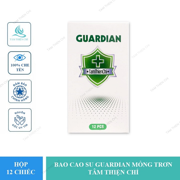 Bao cao su Tâm Thiện Chí Guardian trơn mỏng hộp 12 cái