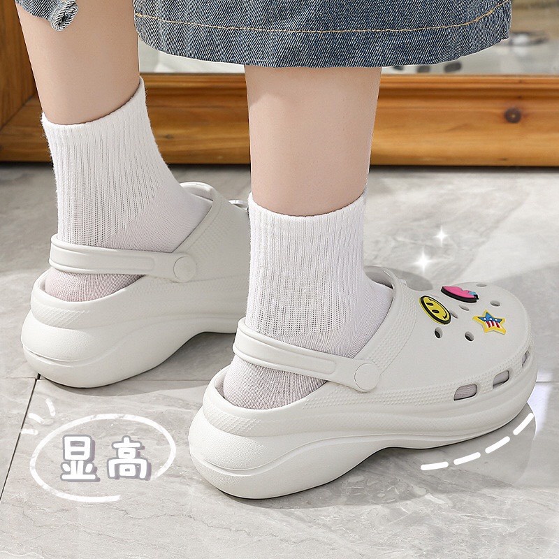 Dép Cross nữ bánh mì đế cao 6cm SUNNY kèm Sticker ngộ nghĩnh, dép sục nữ hot trend Trung bản đẹp