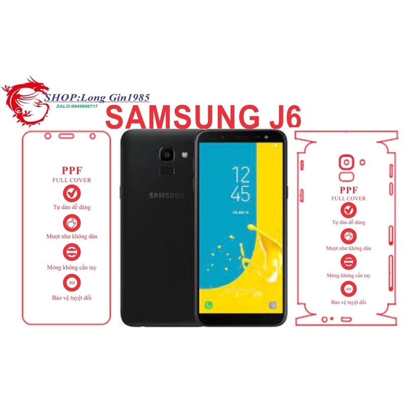 Samsung J6 (j600) miếng dán trong Ppf mặt sau và mặt trước chống va đập tốt
