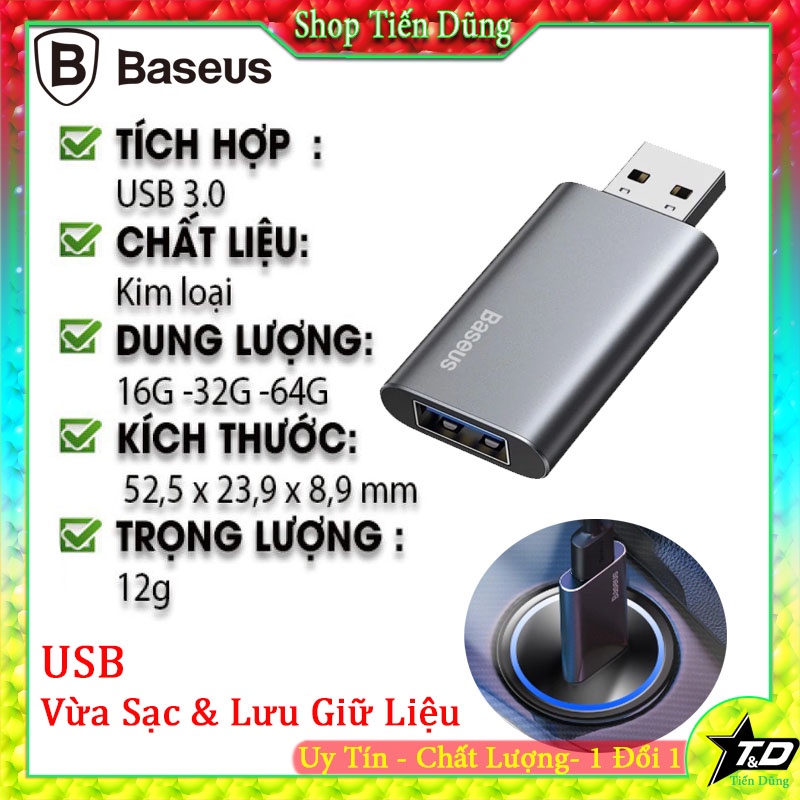 USB U-disk 32Gb Baseus ACUP B0A Vừa Lưu Trữ Vừa Cổng Sạc Nhanh Chính Hãng