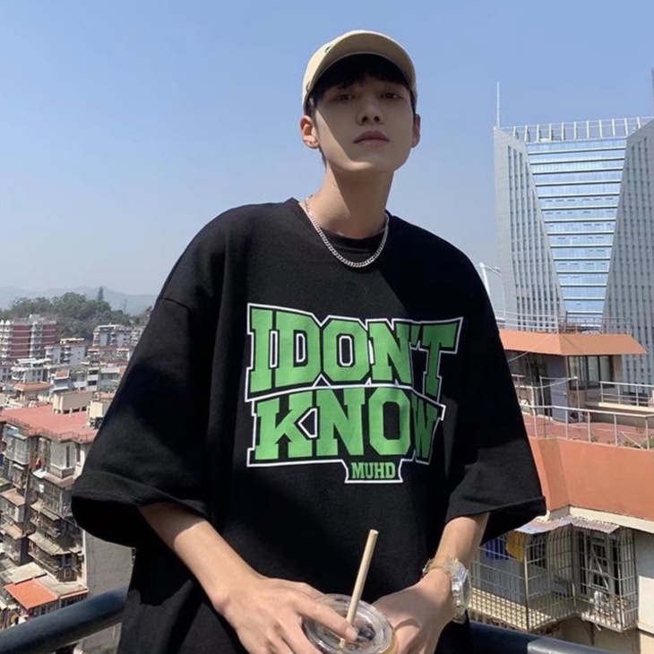 Áo Thun Tay Ngắn In Chữ Thời Trang Dành Cho Nam Áo Phông Nửa Tay đơn Giản Màu Xanh Lá Cây