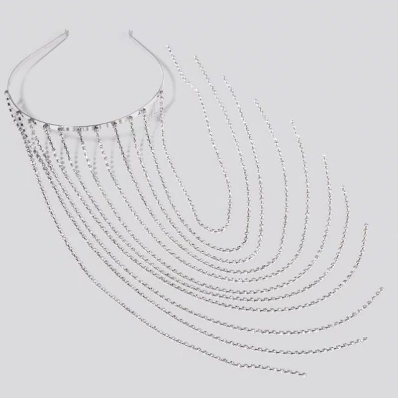 Băng Đô Cài Tóc Dáng Dài Đính Đá Pha Lê Phong Cách Vintage