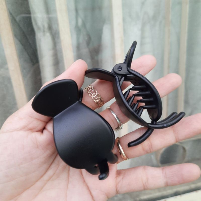 Kẹp tóc 3 răng tròn đen nhám (Loại 1)