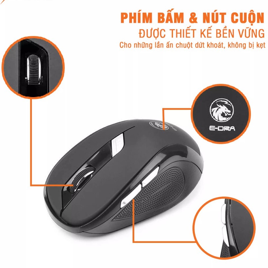 Combo phím chuột không dây Edra EC888 Philips C324 chính hãng - Bộ phím chuột không dây E-Dra EC888