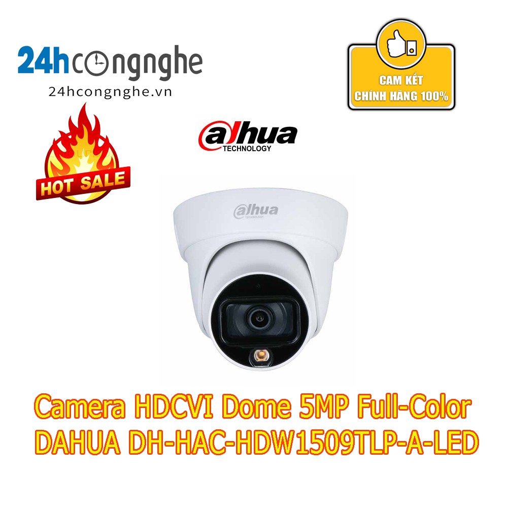 Camera HDCVI Dome 5MP Full-Color DAHUA DH-HAC-HDW1509TLP-A-LED