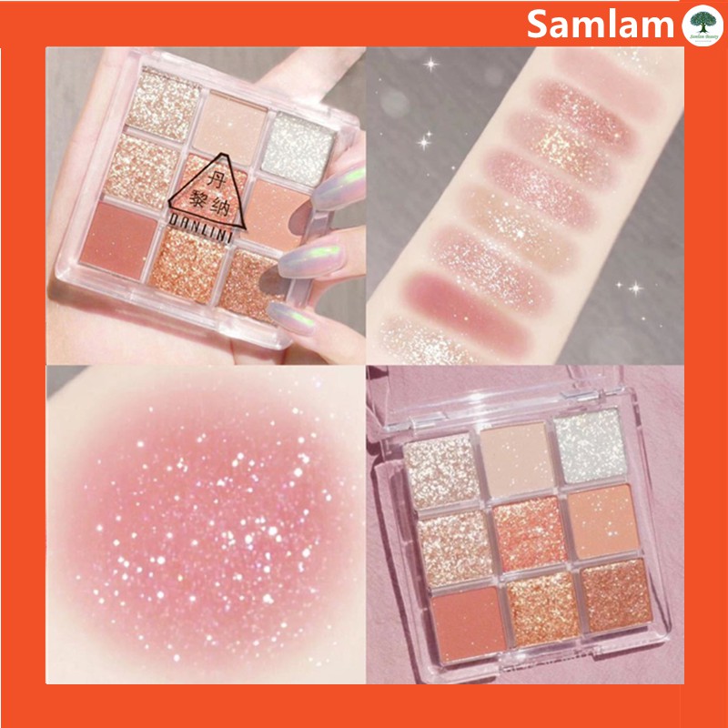 [Hàng mới về] Bảng phấn mắt Danlini gồm 9 ô màu sắc ánh nhũ xinh xắn hỗ trợ trang điểm mắt | BigBuy360 - bigbuy360.vn
