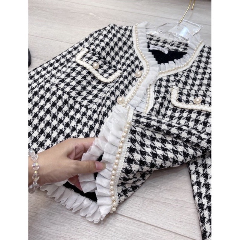 🌈ÁO KHOÁC DẠ TWEED VIỀN CÚC NGỌC SANG CHẢNH💥
