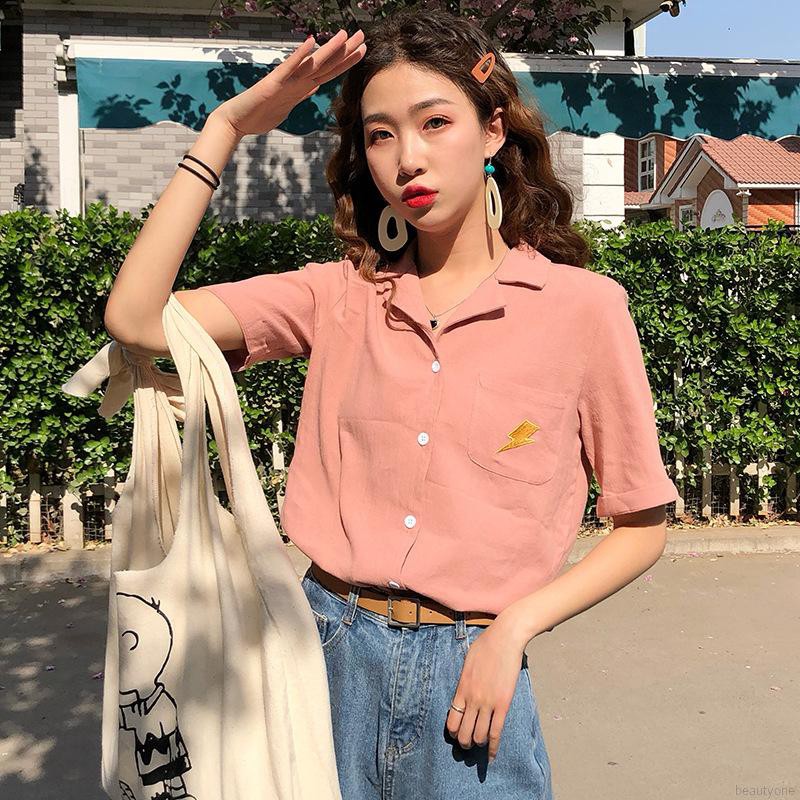 Áo kiểu tay ngắn chất Cotton hoạ tiết thêu cho phái nữ | BigBuy360 - bigbuy360.vn