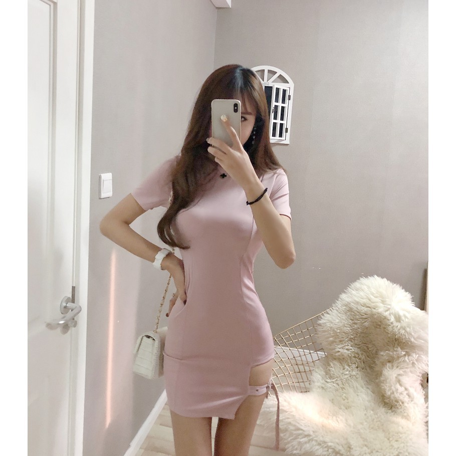 Đầm nữ dáng ôm tay ngắn midi Emilyshop