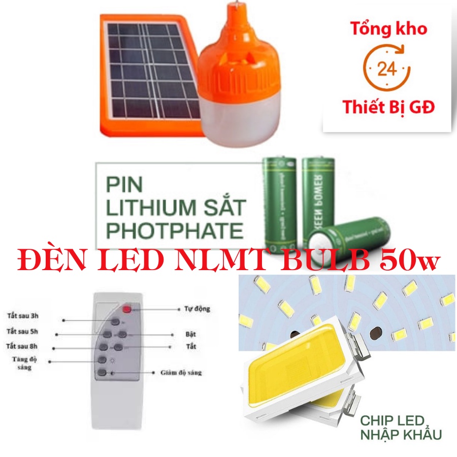Đèn Năng Lượng Mặt Trời Bulb 50w mẫu mới, pin trâu sáng thâu đêm