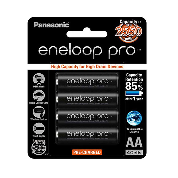 PIN PANASONIC ENELOOP SẠC AA 2550MAH VỈ 4 VIÊN,