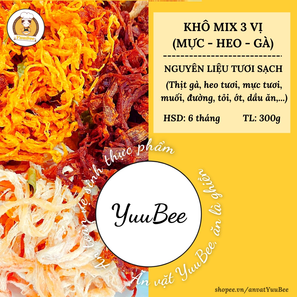 Khô mix 3 vị  thơm ngon 300G YUUBEE - Đồ ăn vặt Việt Nam