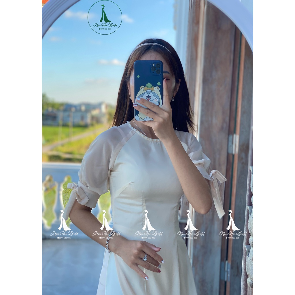 Áo Dài Cách Tân Nữ Tay Bồng Nơ TK01