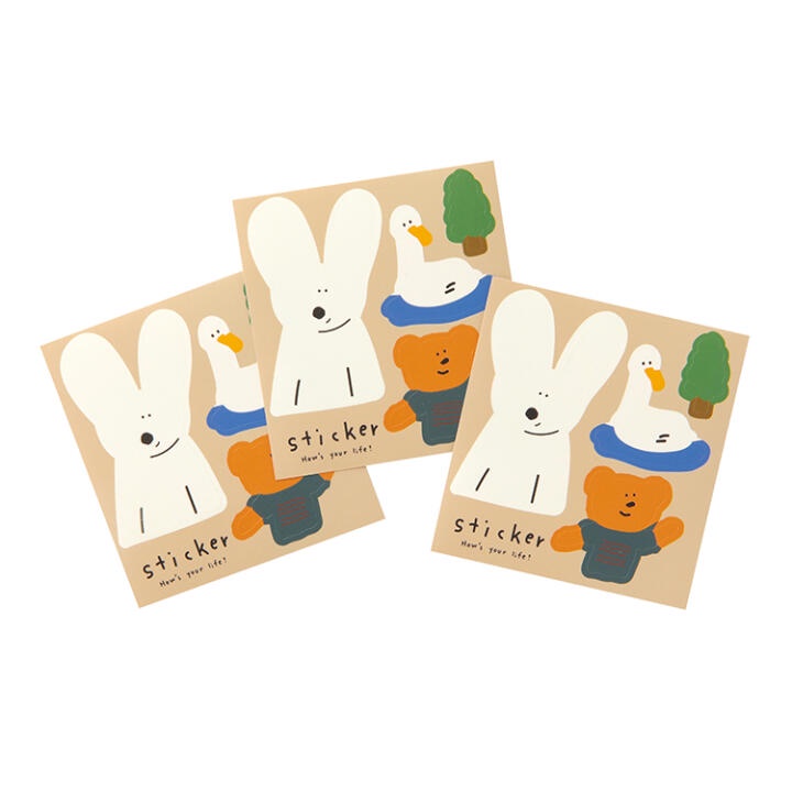 Set 3 Tấm Sticker ARTBOX Hàn Quốc Trang Trí Hình Thỏ Và Gấu Dễ Thương