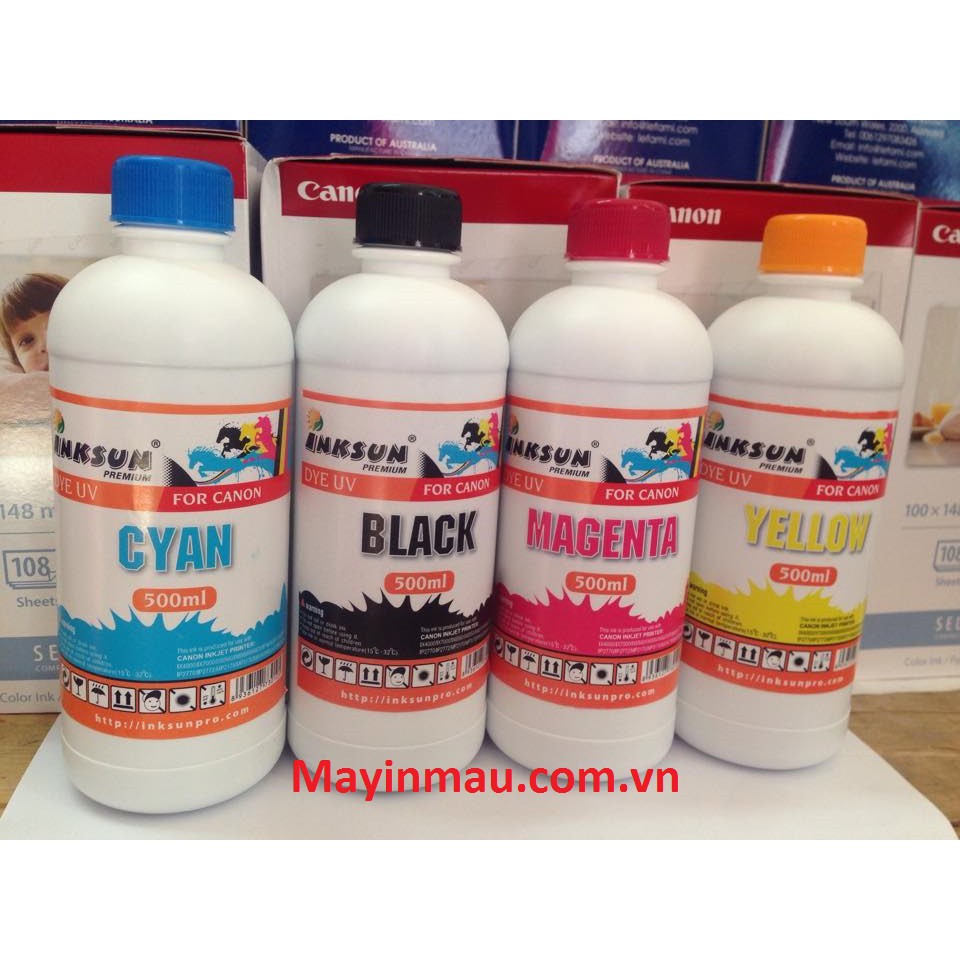 sale chỉ 599k 1 bộ mực canon dye uv 500ml/4 màu_inksun