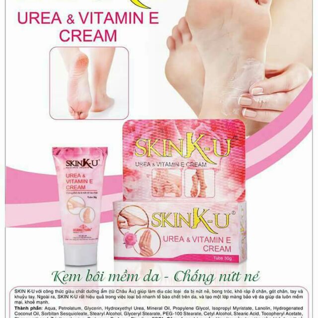 Skin K - U, kem làm mềm da, chống nứt nẻ tay chân.