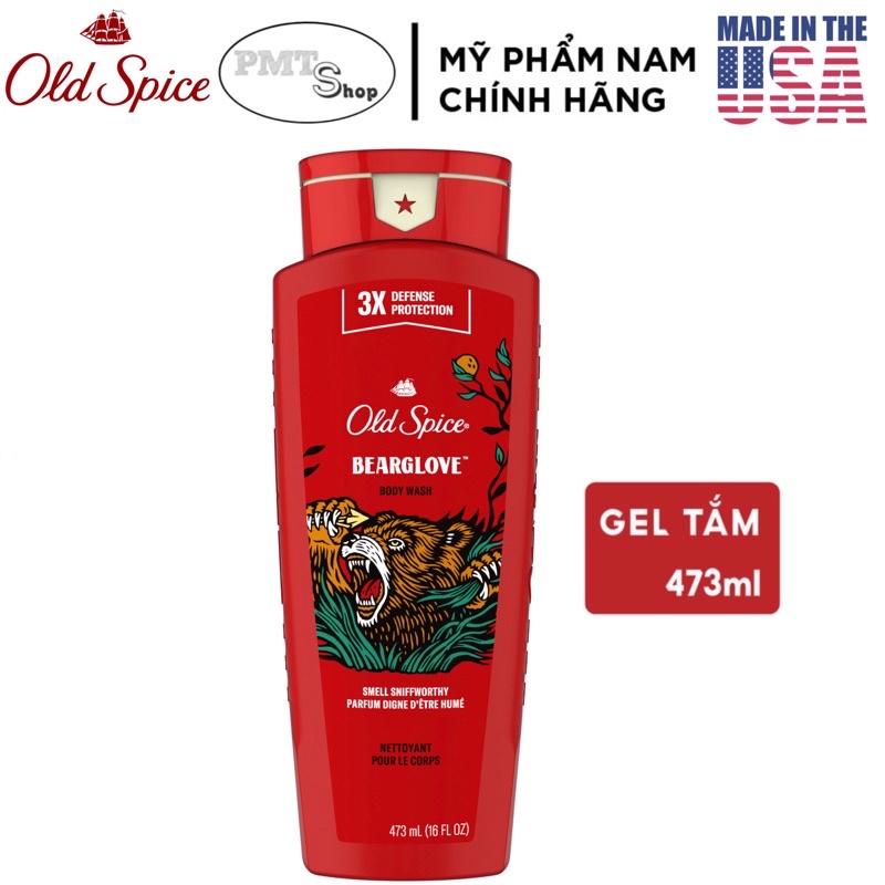 [USA] Combo 2 sữa tắm nam Old Spice BeargLove Gel 473ml x 2 chai Wild Collection - Mỹ