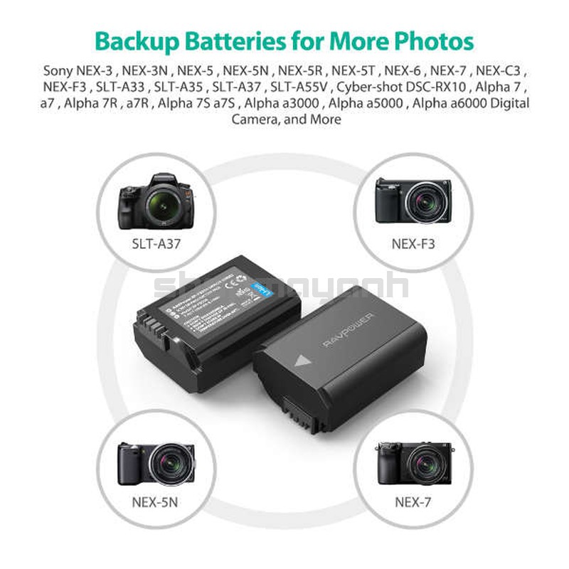 PIN RAVPower NP-FW50 cho SONY A6000, A6300, A7, A7R, A7S..., Hàng chính hãng