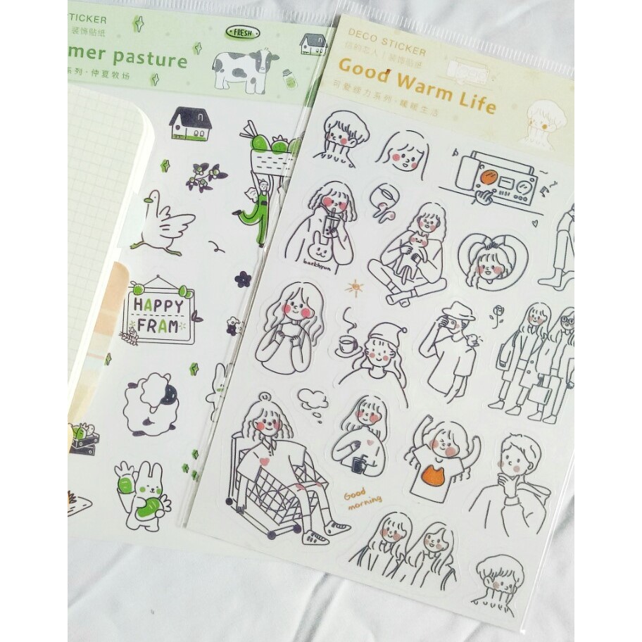 Sticker (hình dán) NÉT VẼ ĐÁNG YÊU nông trại Mây trang trí sổ, album, nhật ký, lưu bút, bullet journal, góc học tập