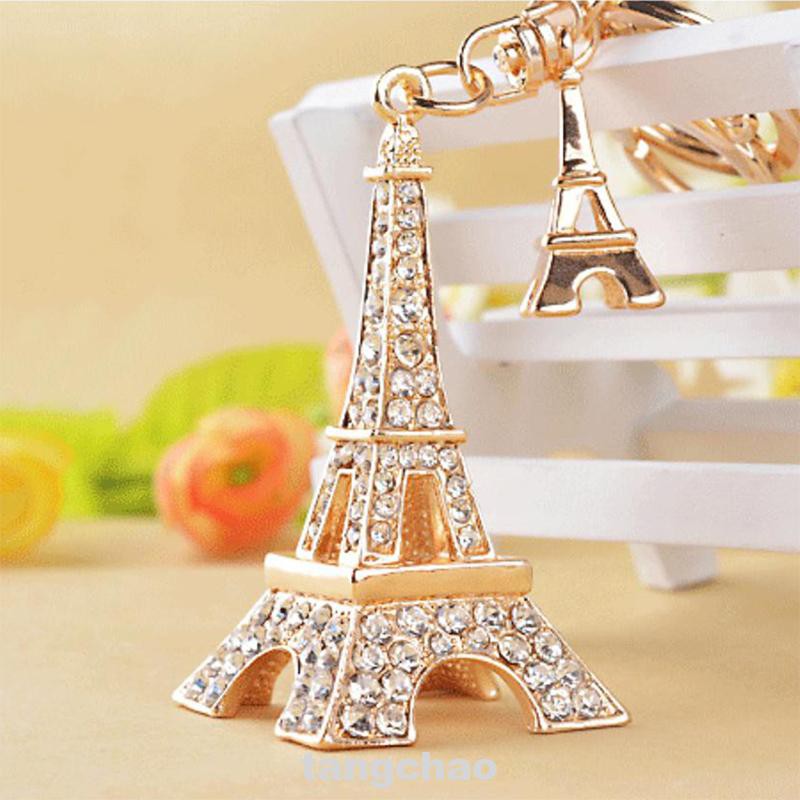 Móc Khóa Hình Tháp Eiffel Đính Đá Thời Trang