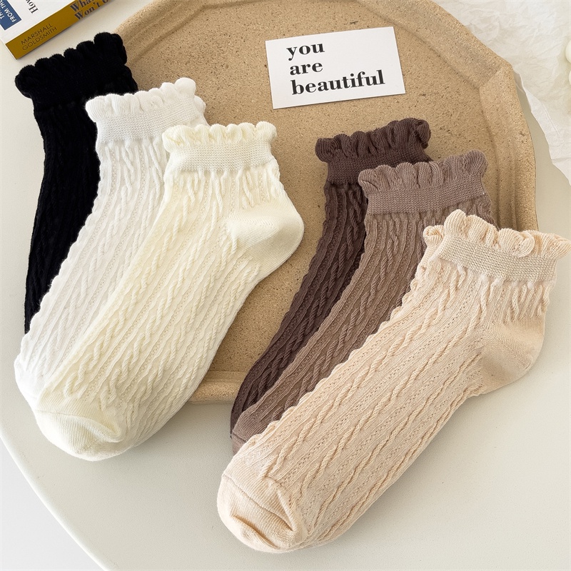 Vớ Cotton Cổ Thấp Màu Sắc Ngọt Ngào Phong Cách Lolita Thời Trang Cho Nữ
