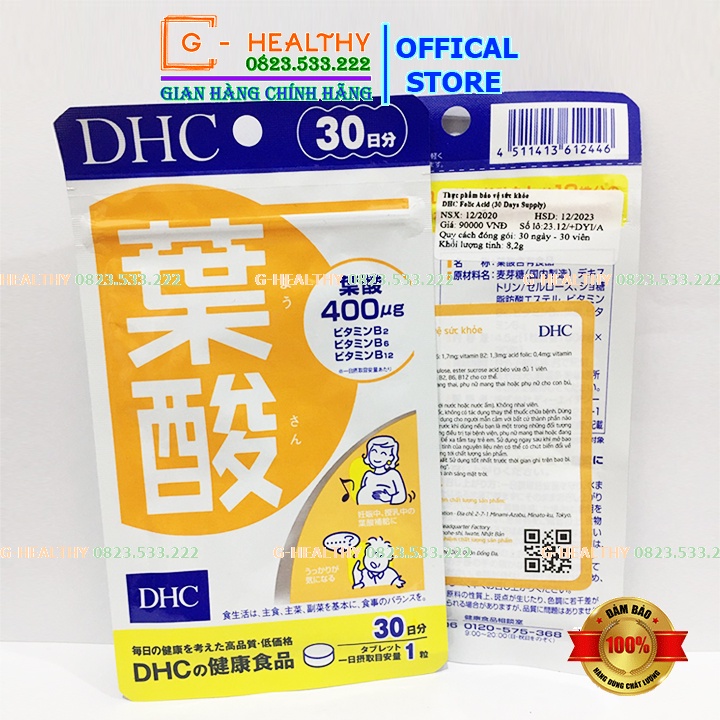 Viên uống vitamin dành cho Bà bầu DHC Folic Acid Nhật Bản 30 ngày sử dụng