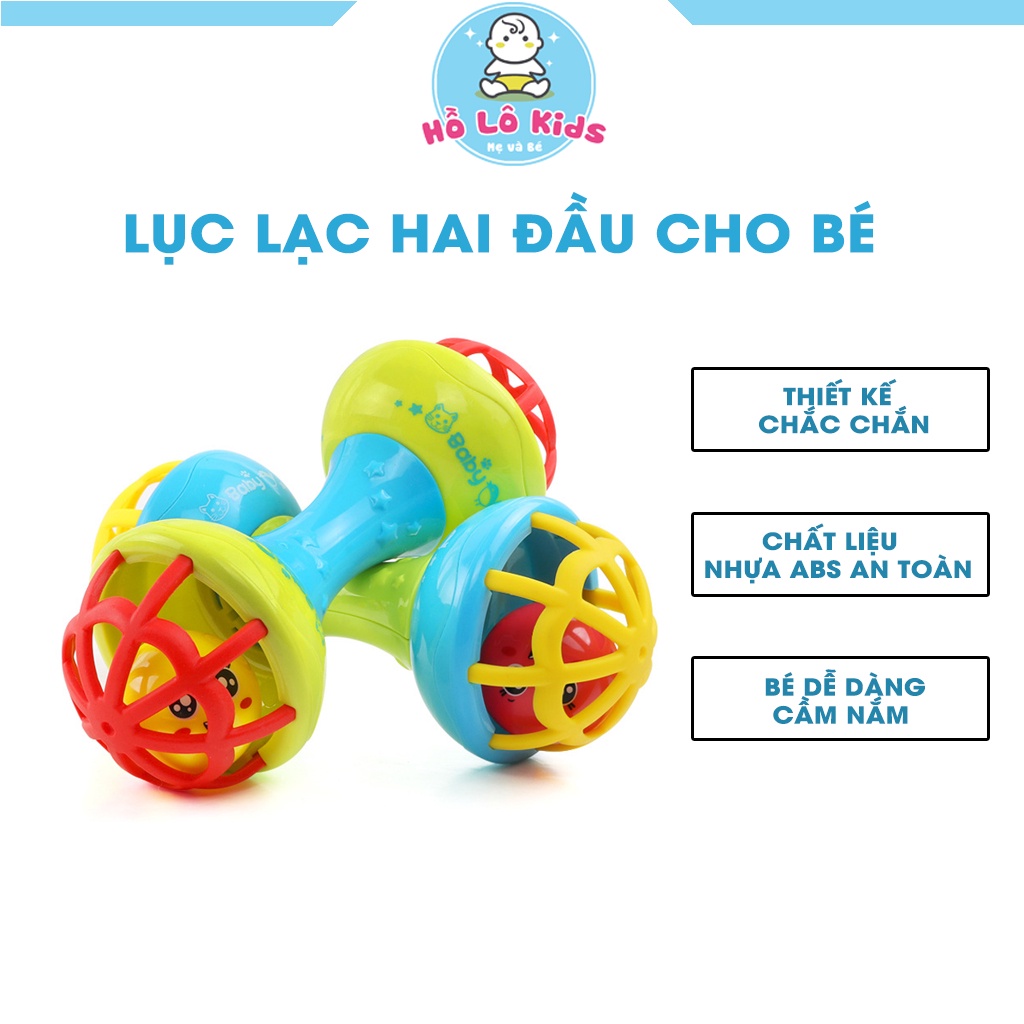 Xúc xắc cho bé đồ chơi lục lạc cầm tay 2 đầu chùy gặm nướu nhựa ABS an toàn Hồ Lô Kids
