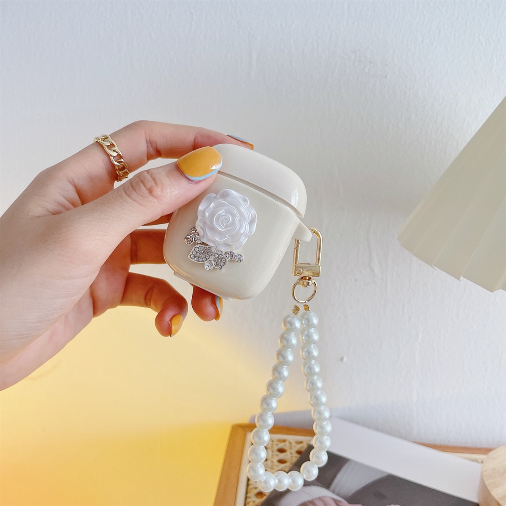 Vỏ Bảo Vệ Hộp Sạc Tai Nghe Không Dây Bluetooth Bằng tpu Mềm Màu Be Họa Tiết Hoa/Trái Tim/Hoa Hiệu Baseus Chống Sốc Cho Encok W04/W04 pro TWS