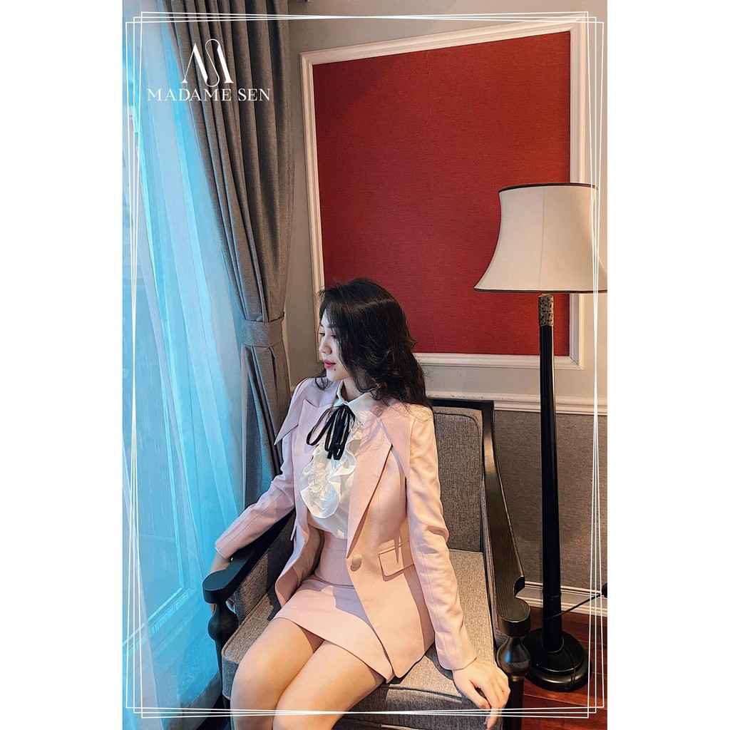 Set áo vest và chân váy Hồng Madame Sen