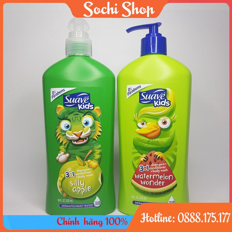 Sữa tắm gội 3 in 1 Suave Kids 532ml xuất xứ Mỹ