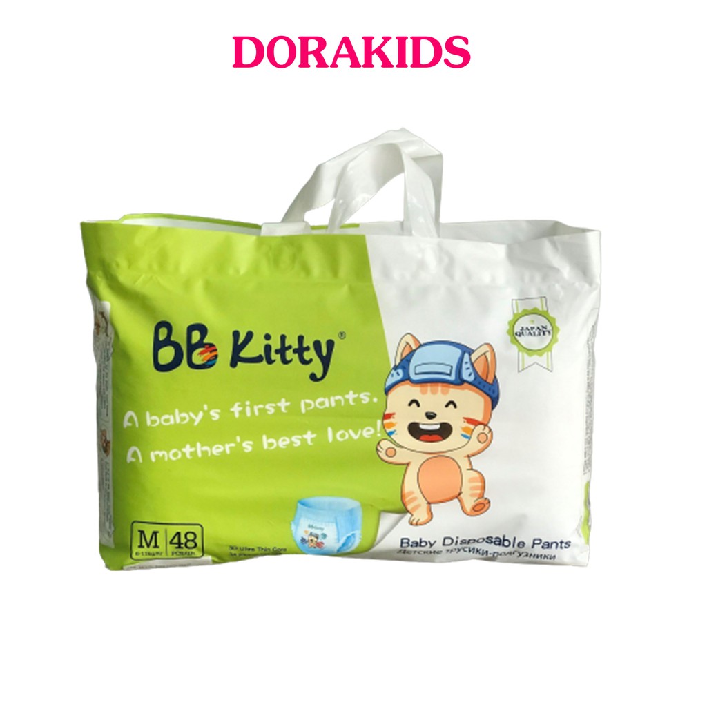 Bộ 3 bịch Tã Bỉm quần BB Kitty nội địa Trung siêu thấm hút, an toàn cho bé đủ size M48, L46, XL44, XXL40 từ 5-18kg