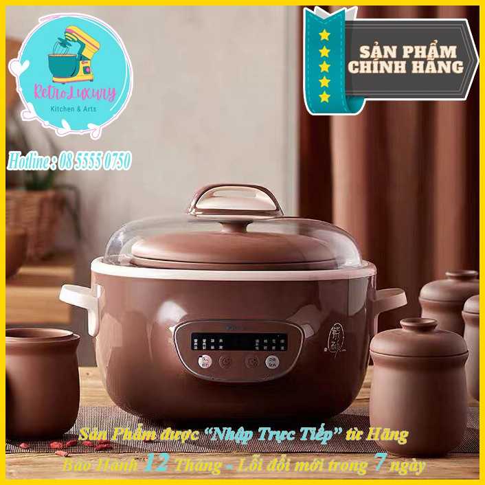 Nồi nấu chậm hầm cháo đa năng BEAR 2.5L thố tử sa / thố sứ cao cấp bảo hành 12 tháng