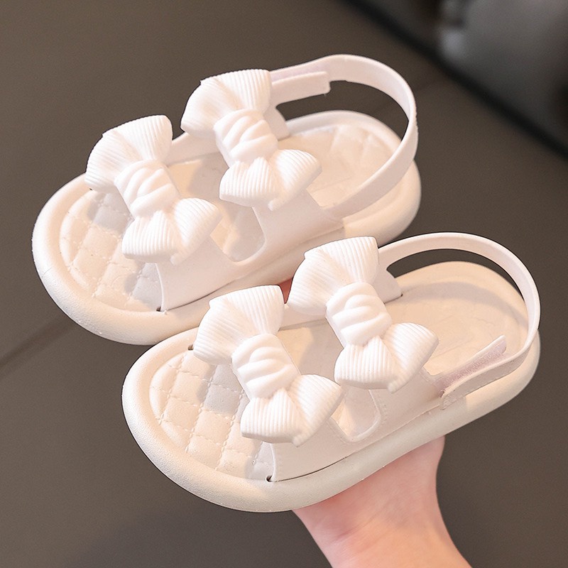 Chuẩn size Dép Quai Hậu Đế Nhựa Dẻo Đính 2 Nơ Đáng Yêu Cho Bé Gái KB117