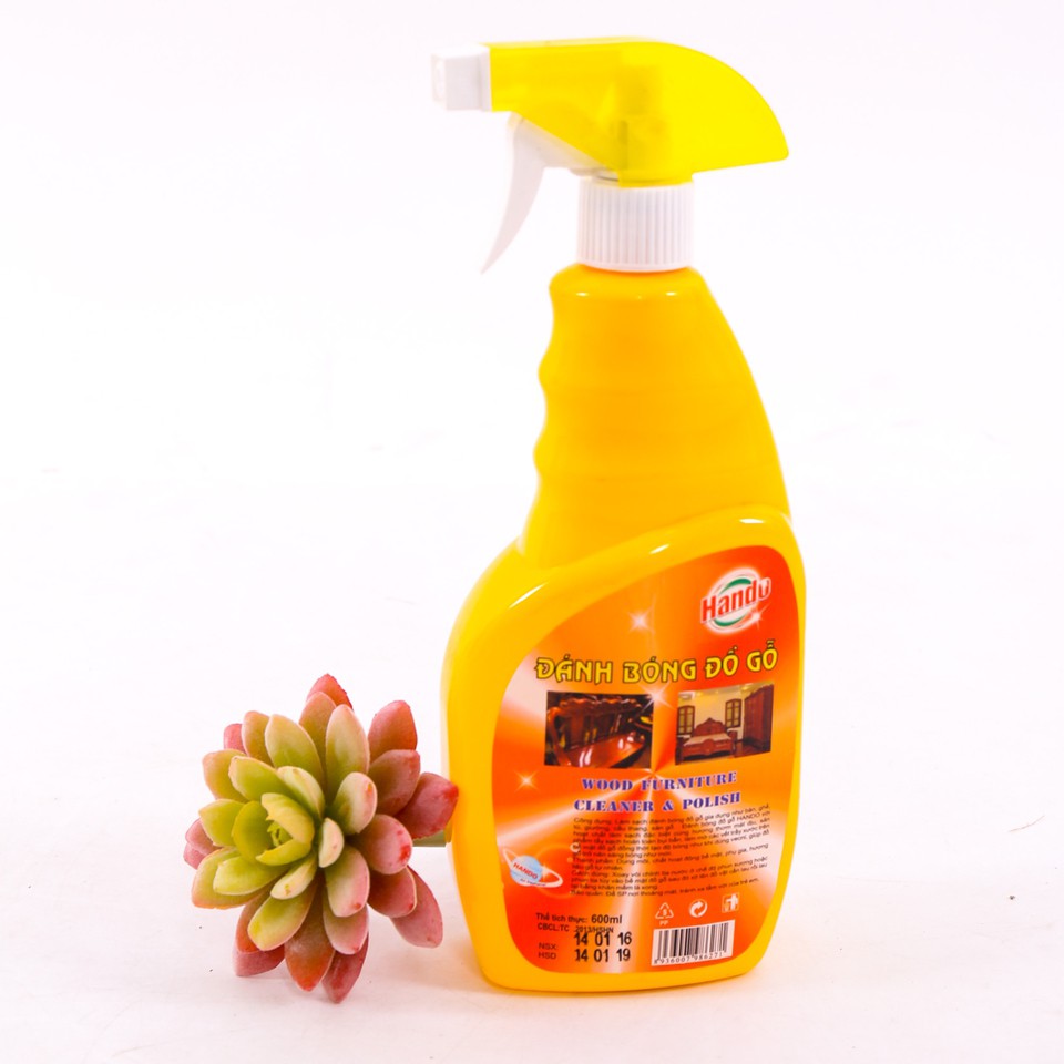 Dung dịch đánh bóng Hando tẩy rửa ,tạo độ bóng, làm mờ vết xước cho đồ gỗ 600ml