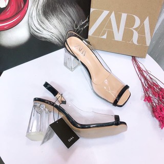 Sandal cao gót quai trong zara hở mũi hàng cao cấp fullbox