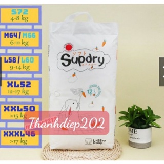 Tã/Bỉm SUPDRY nội địa Trung quần dán size S72/M66/L60/M64/L58/XL52/XXL50/XXXL46