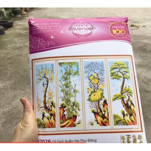 Tranh thêu chữ thập  Tứ Quý Xuân-Hạ-Thu- Đông LV3026 , thêu 223234