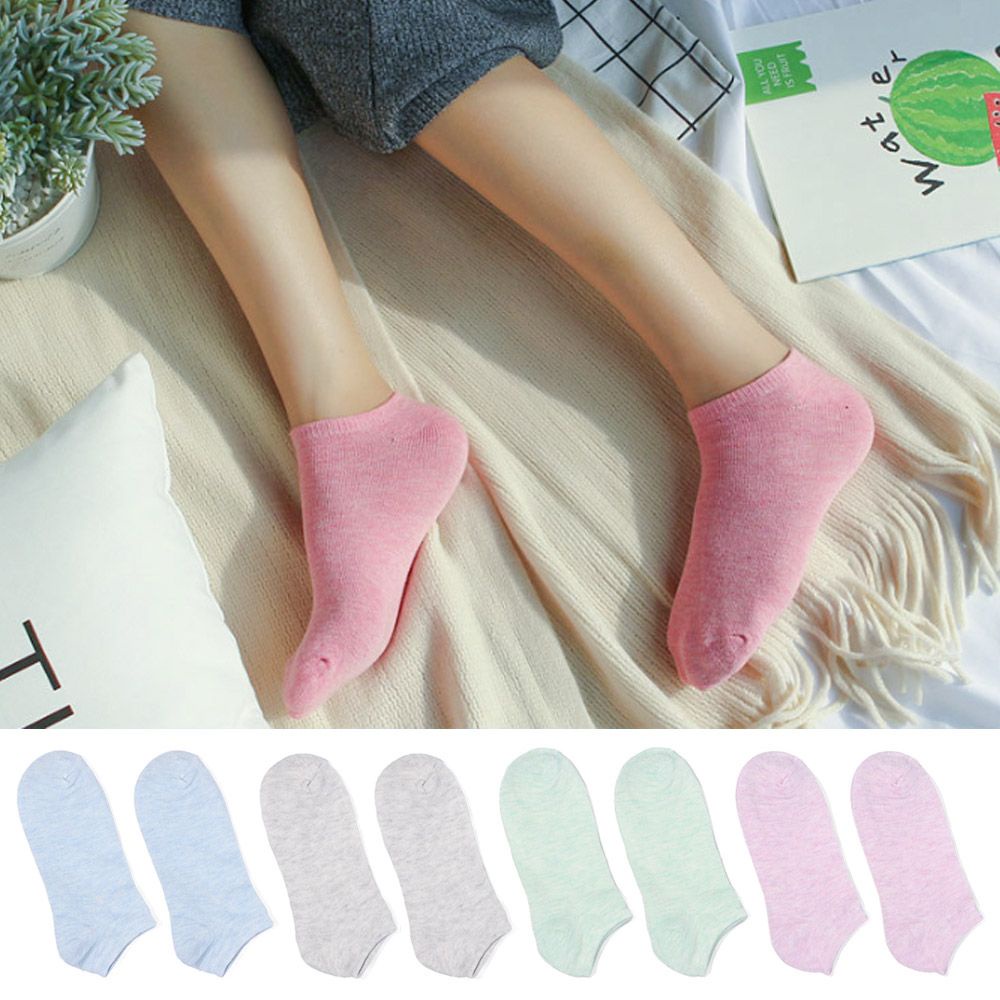 Vớ cotton mềm cổ thấp màu trơn thoáng khí thời trang cho nữ