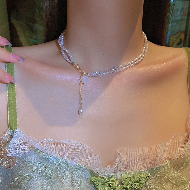 Vòng cổ Hai Lớp Phối Ngọc Trai Phong Cách Cổ Điển Sang Trọng 2022