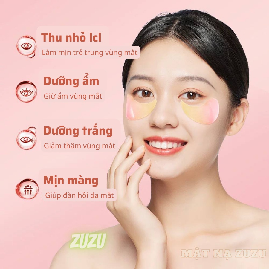 HỘP 60 MIẾNG Mặt nạ mắt gel chiết xuất hoa hồng bổ sung collagen dưỡng ẩm làm sáng vùng thâm dưới da và giảm nếp nhăn