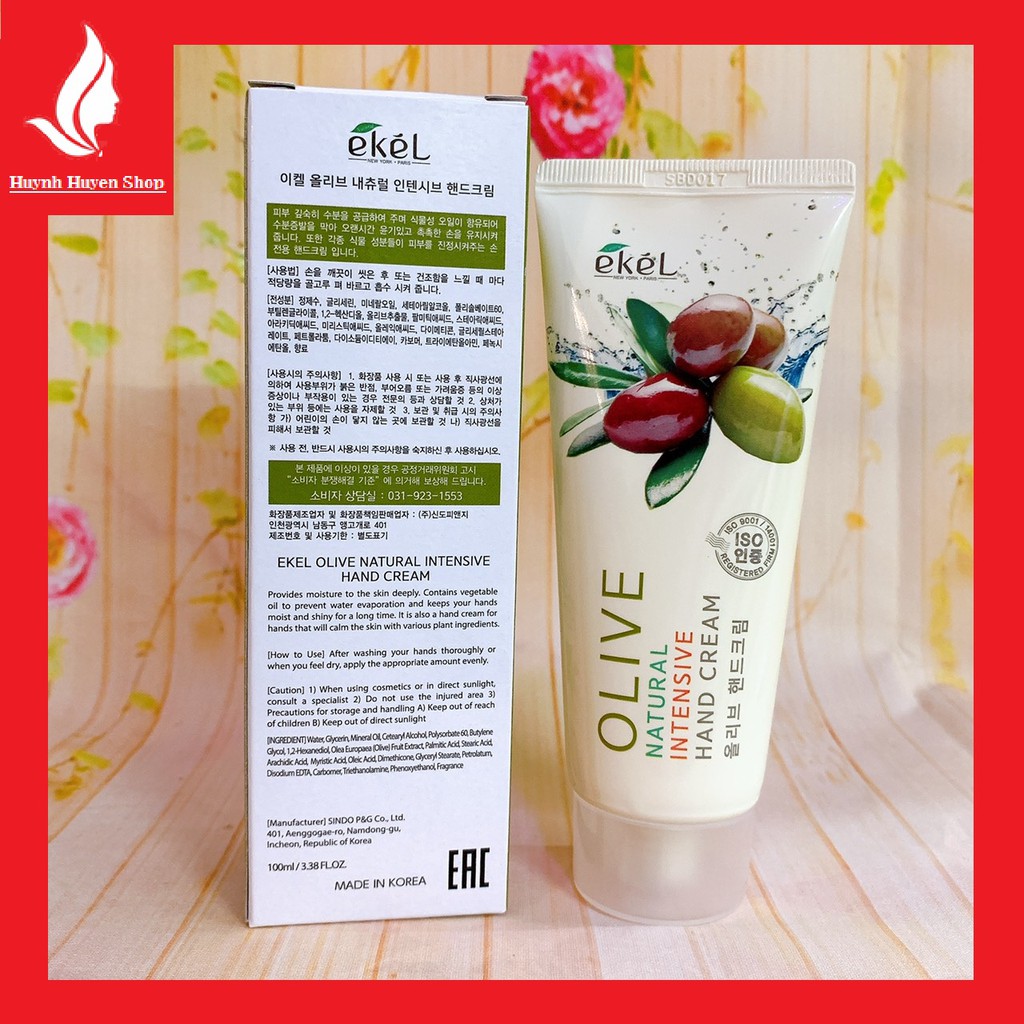 [chuẩn auth] Gel dưỡng tay, chân Ekel Olive Natural Intensive Hand Cream cao cấp Hàn Quốc tuýp 100ml