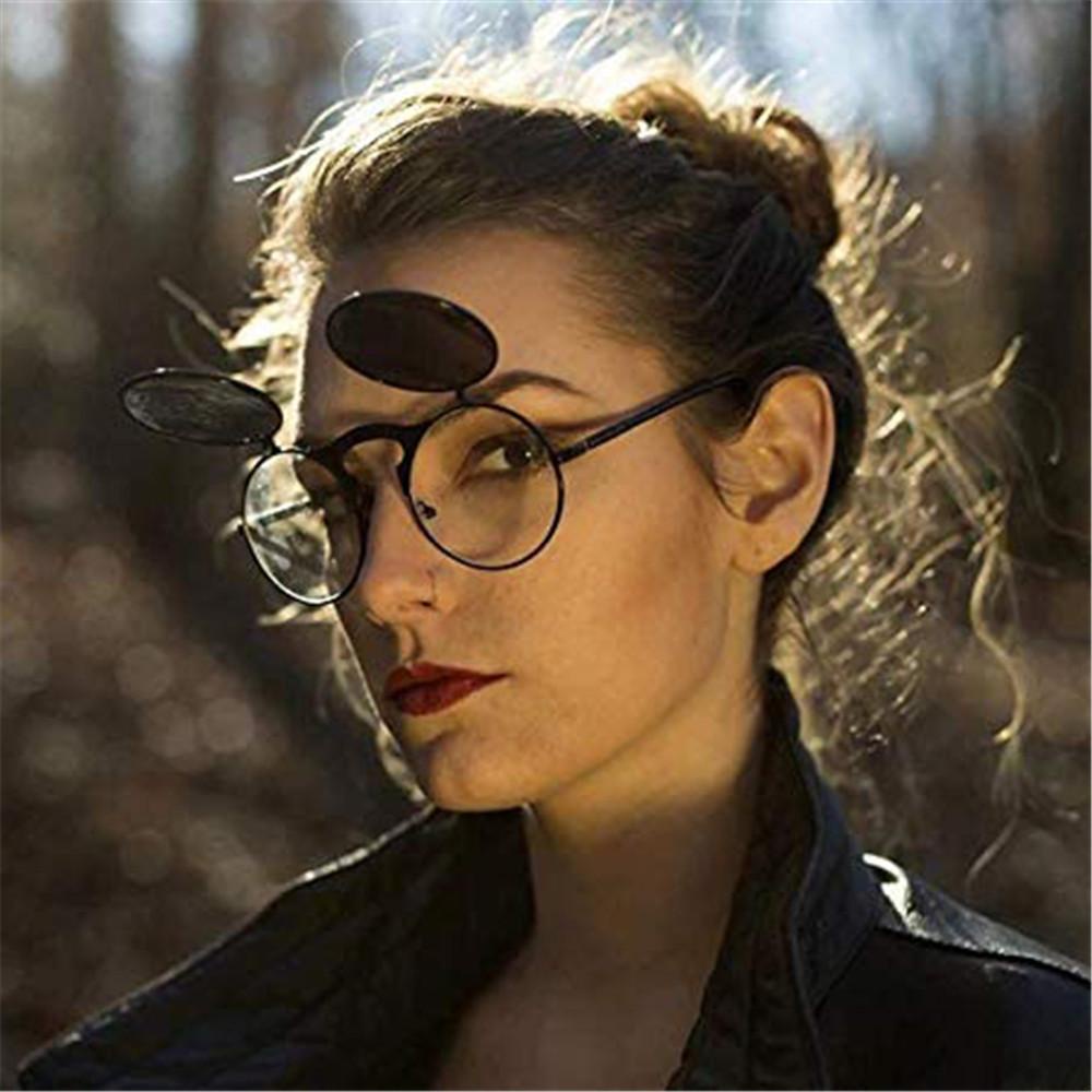 Kính Mát Gọng Kim Loại Tròng Lật Phong Cách Steampunk Cho Nam Và Nữ