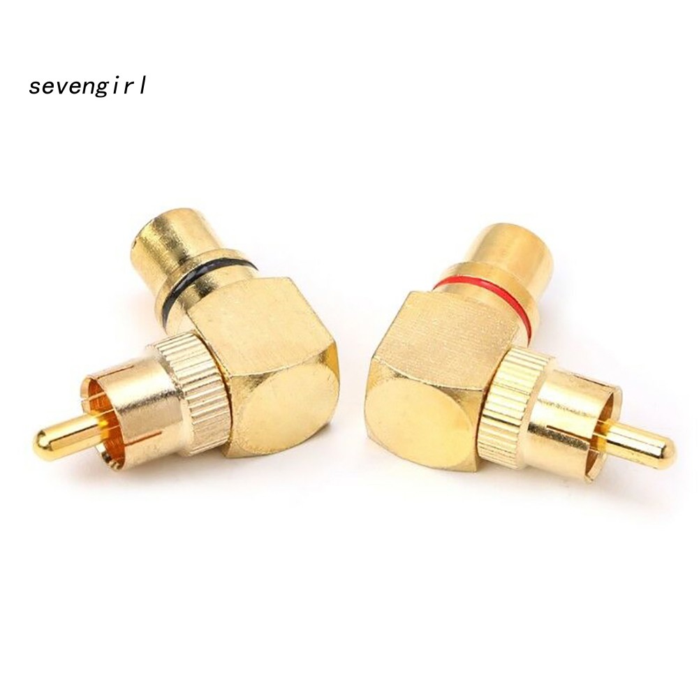 Set 2 Đầu Nối RCA Góc Phải 90 Độ Mạ Vàng