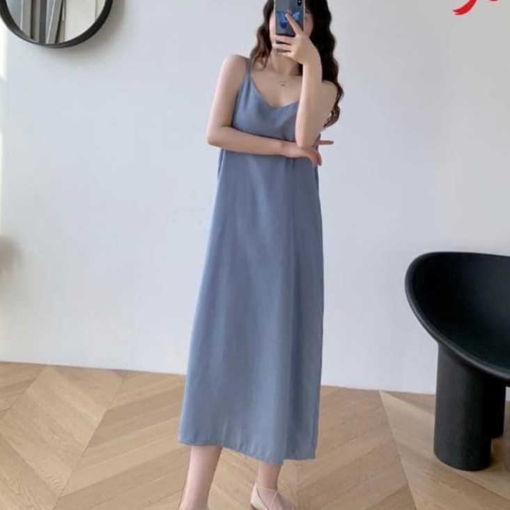 Đầm cami 2 dây Shynstores , váy 2 dây chéo lưng vải đũi mềm freeship