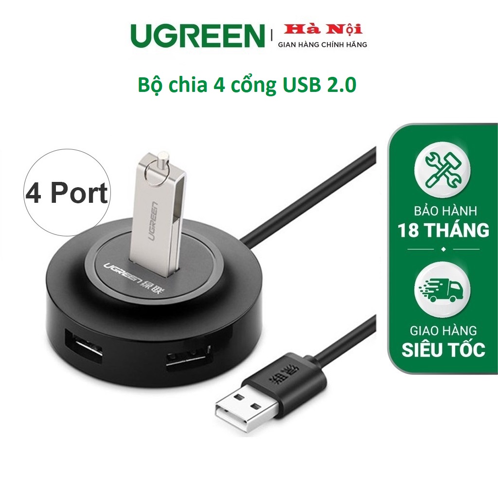 20277 Bộ chia 4 cổng USB 2.0 Ugreen, đen