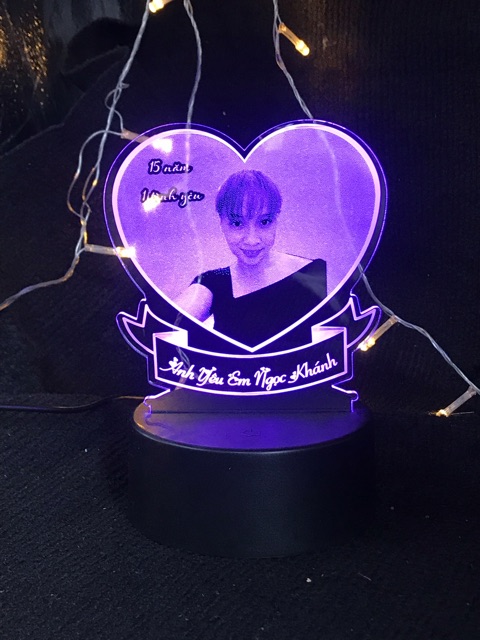 Đế Đèn Ngủ Led 3d Đế Đèn Trang Trí ~ Đèn Led 7 Màu có thể sáng 16 Màu cáp nối tiện lợi ( không gồm mica hình)